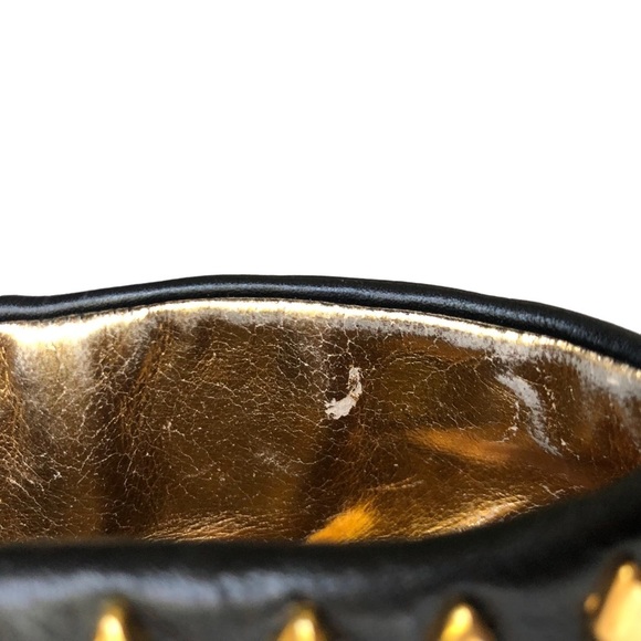 Vintage Black Leather Ankle Boots Gold Studded Western Pointed Toe Zip Booties 8 - Picture 14 of 15